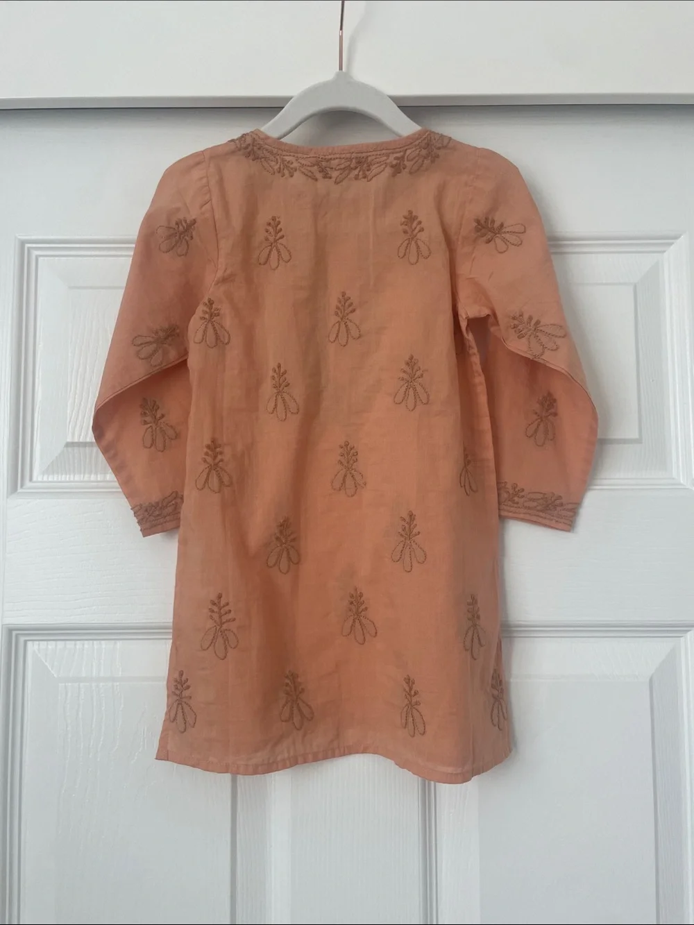 Misha and Puff Kurta Dress Peach Embroidered 1Y (NWT)